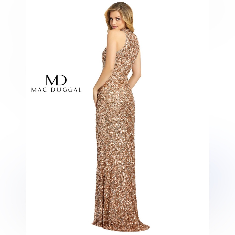 Mac Duggal Copper Sequin Beaded Samantha Stone Gown - Picture 2 of 10